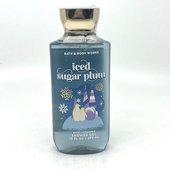 Bath & Body Works - Iced Sugar Plum - 3 pc bundle - Shower Gel 10 fl oz, Fine Fragrance Mist 8 fl oz, and Aloe + Vitamin E Body Lotion 8 fl oz