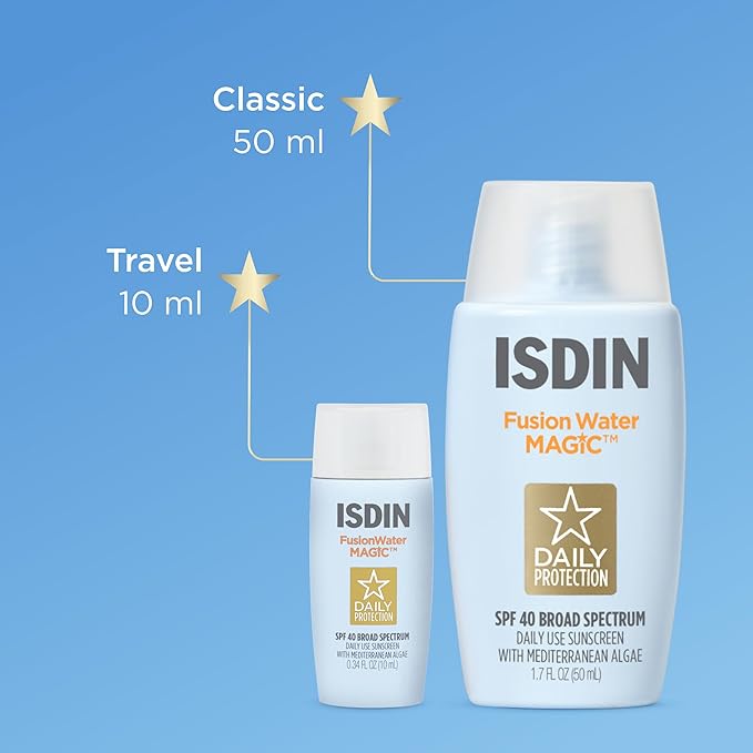 ISDIN’s Amazon gift set sets you up to be protected from photoaging - at home & on the go, with a FWM 50ML & FWM 10ML in a cute makeup bag