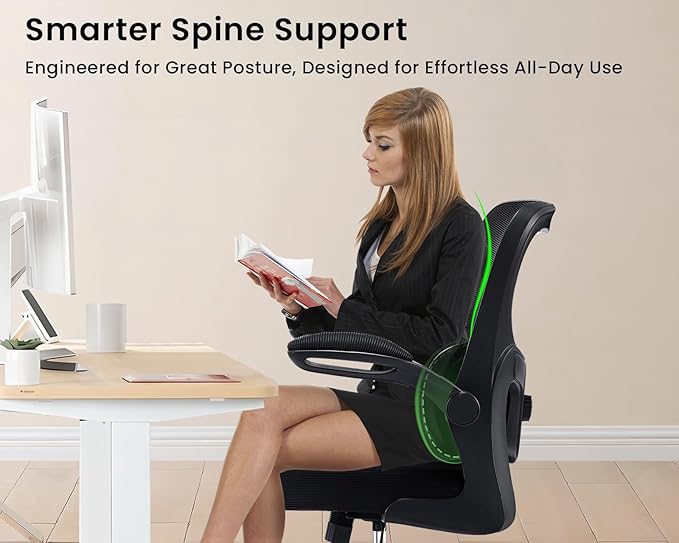 AreShark Office Chair Ergonomic Desk Chairs with Adjustable Lumbar Support, High Back Breathable Mesh Chair with Wheels& Flip-up Armrests,Rolling Swivel Comfy Task Computer Chair for Home Work Gaming