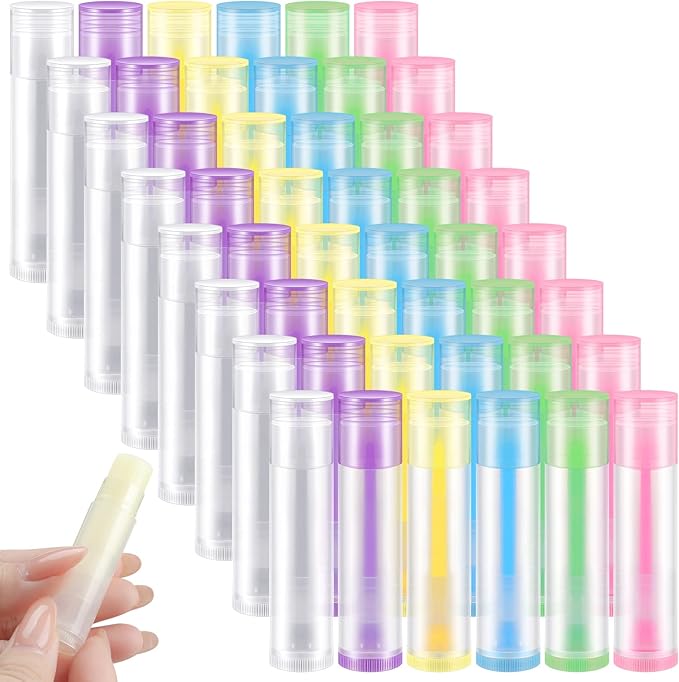 Sumind 300 Pcs Lip Balm Tubes Empty Plastic Lip Gloss Balm Containers Twist-up Empty Lipstick Tubes with Caps for DIY Homemade Lipsticks Homemade Solid Perfume, 5 ml, Colorful, BPA Free & Leak Free