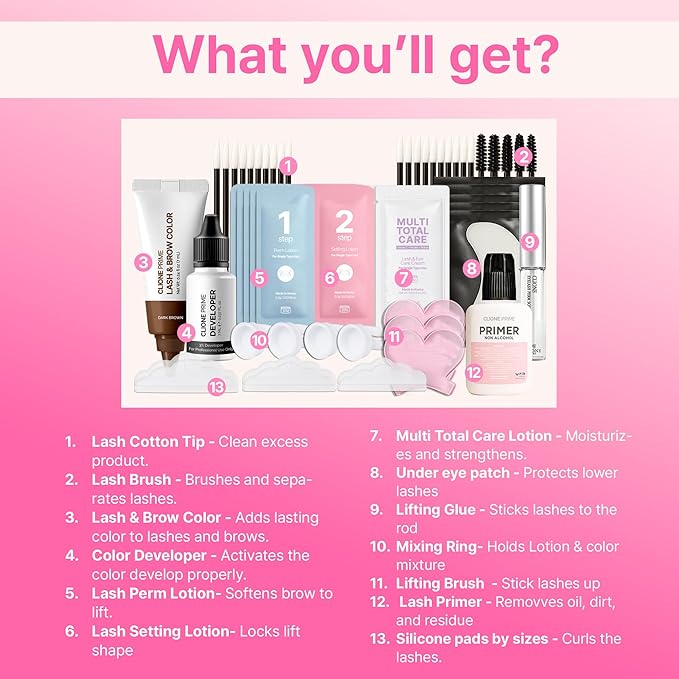 Korean At Home Eye Lash Lift and Color Kit Professional Brow Lamination and Color Kit Eye Lash Color Brown Eye Brow Color Kit