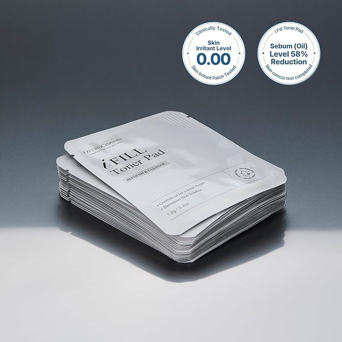 OxygenCeuticals i Fill Toner Pad – AHA, BHA & Witch Hazel Extract Exfoliating Toner Pad for Oily & Combination Skin - Sebum Control, No Parabens or Sulfates