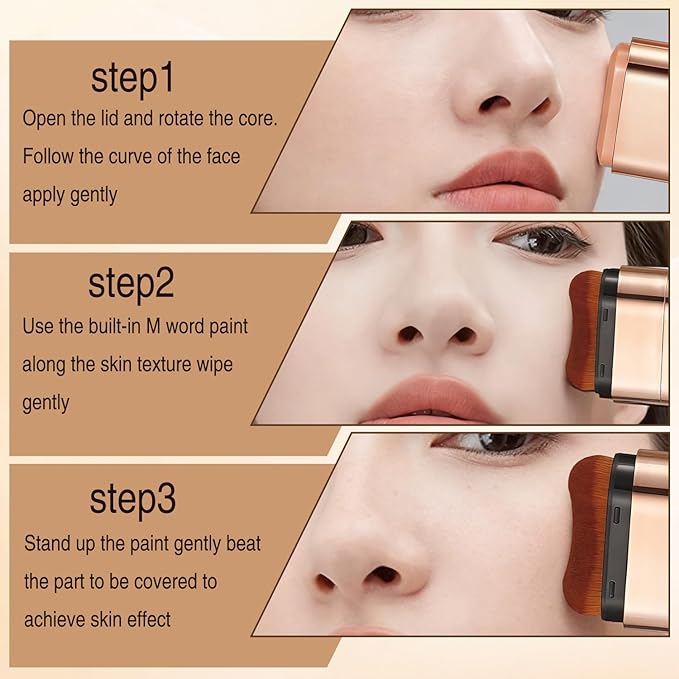 Dual-Ended Concealer Foundation Stick, Korean Foundation Stick 3 in 1 with Brush, Long-Lasting, Lightweight, Brightens for All Skin Types (#01 Bright White)