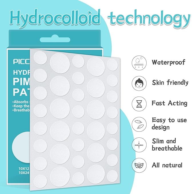PICcircuit 720 Counts Pimple Patches for Face Hydrocolloid Acne Patches for face Invisible Zit Patches Pimple Patch Acne Spot Treatment Patch Blemish Patches Cover Patches Stickers