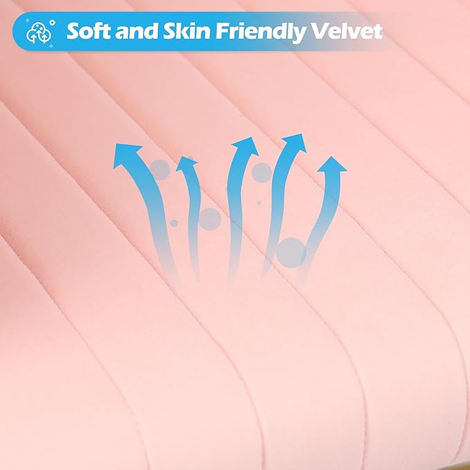 Home Office Chair Swivel Velvet Desk Chair Accent Armchair Upholstered Modern Tufted Chairs with Gold Base for Girls Women Ergonomic Study Seat Computer Task Stools for Living Room(Pink)