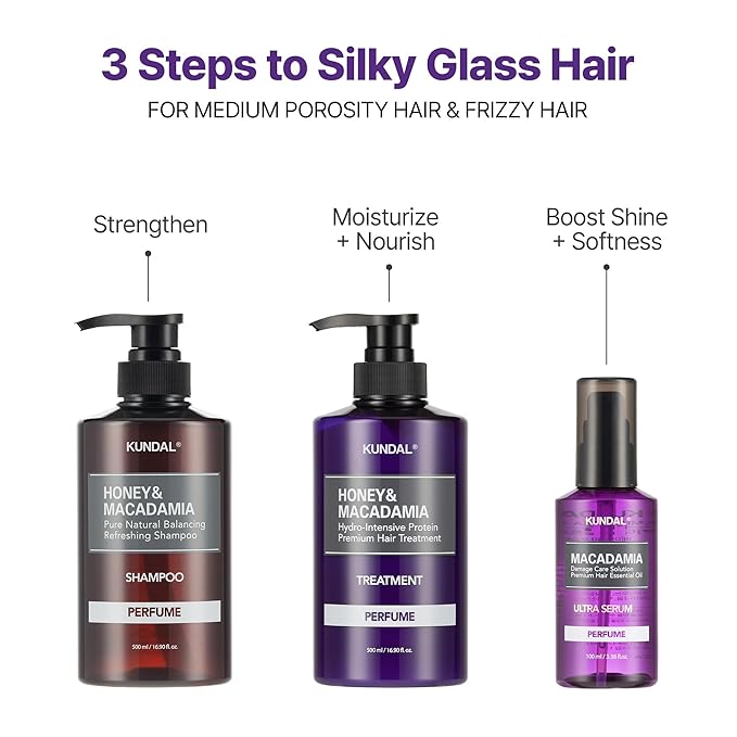KUNDAL Cherry Blossom Shampoo & Conditioner Set+Damage Repair Hair Serum White Musk | Moisturizing, Long-Lasting Scent, Repair & Nourish Hair | Holiday Stocking Stuffer Bundle