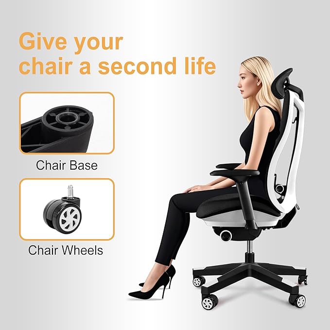 Frassie 28 Inch Heavy Duty Nylon Gaming Office Chair Base Replacement Part with 5 Casters