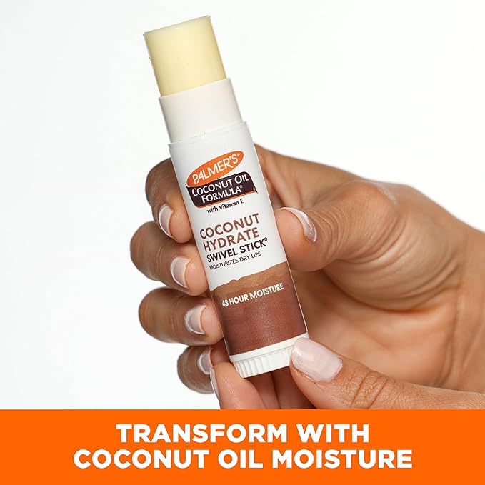 Palmer's Coconut Oil Formula Moisturizing Swivel Stick with Vitamin E, Lip Balm, Face & Body Moisturizer Stick, Ideal for Treating Dry Skin Patches (Pack of 4)