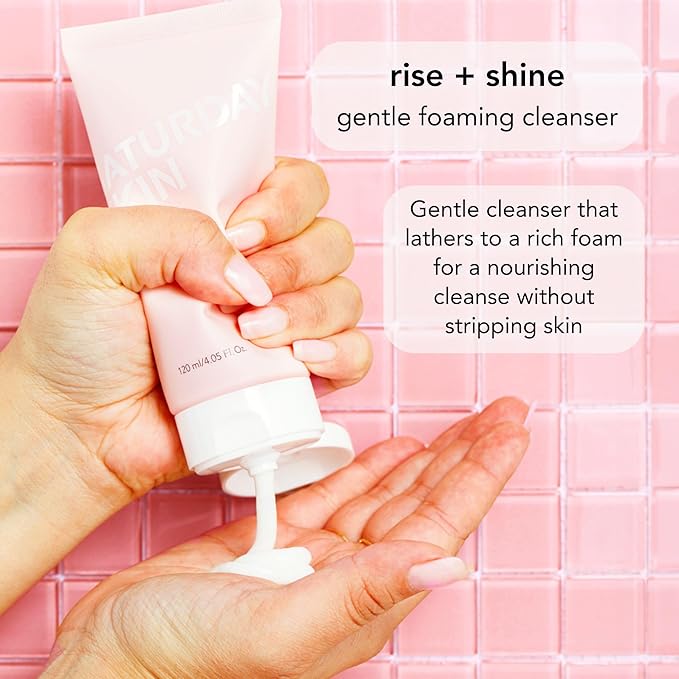Saturday Skin 3-Piece Skin Care Set Yuzu Vitamin C Sleep Mask Yuzu Vitamin C Bright Toner and Eye Cream and Face Cleanser Hydrating Foam Cleanser Makeup Remover and Face Wash
