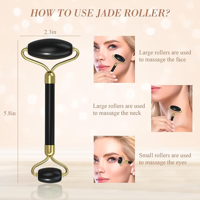 Jade Roller Gua Sha Set Facial Massager for Skincare