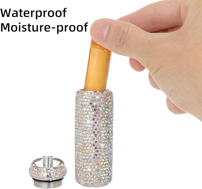 Chapstick Holder Key Chain 2Pcs Lip Balm Gloss Holder Keychain Bling Lipstick Case for Purse Portable Metal Chap Stick Organizer Cute Key Chain Accessories for Women (Sliver)