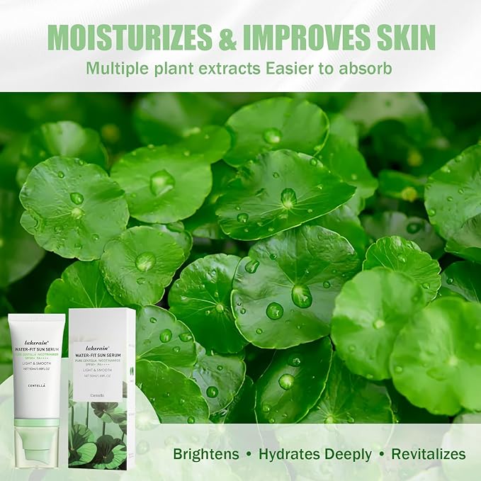 Water-Fit Centella SunSerum SPF50 - Lightweight, Non-Greasy Daily Moisturizing Protection with Centella Extract for All Skin Types