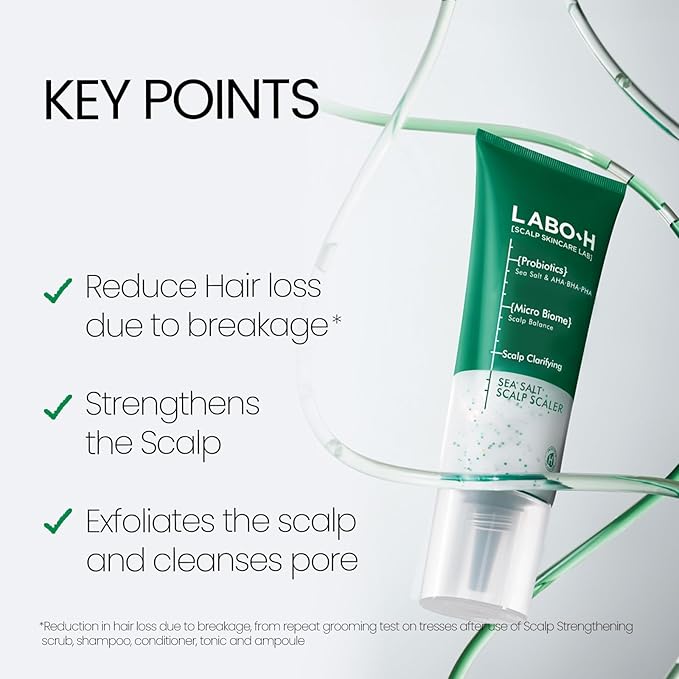 LABO.H Scalp Strengthening Scrub - Korean Calrifying Shampoo for Hair Growth & Anti-Loss | Vegan Treatment with Rosemary and Sea Salt, Gentle Exfoliator, & Thicker-Looking Hair 7.33 Fl oz.
