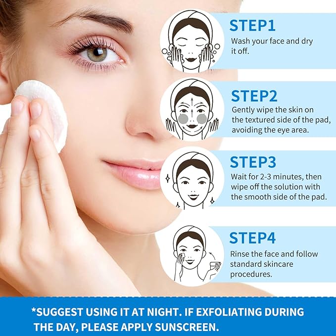 10% Glycolic Acid Pads for Oil Control & Skin Refining, 40-Count Exfoliating Toner Pads, Smooth & Clear Skin Solution (2PCS)