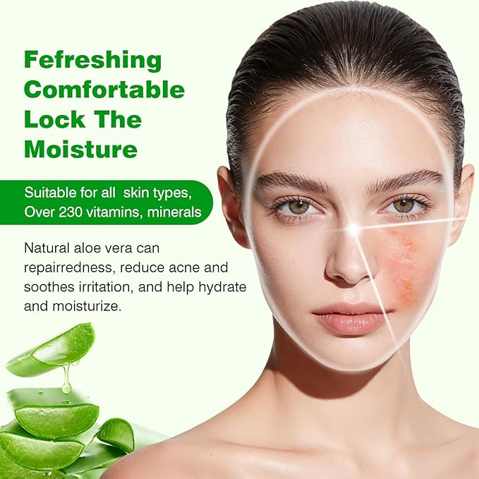 IREV Organic Aloe Vera Gel for Face, Skin, Hair, Sunburn Relief, Pure Aloe Vera Soothing Gel for Skin Care, Acne, After Sun Repair, After Shave, Cold Pressed, No Sticky Residue, Moisturizing-200ml