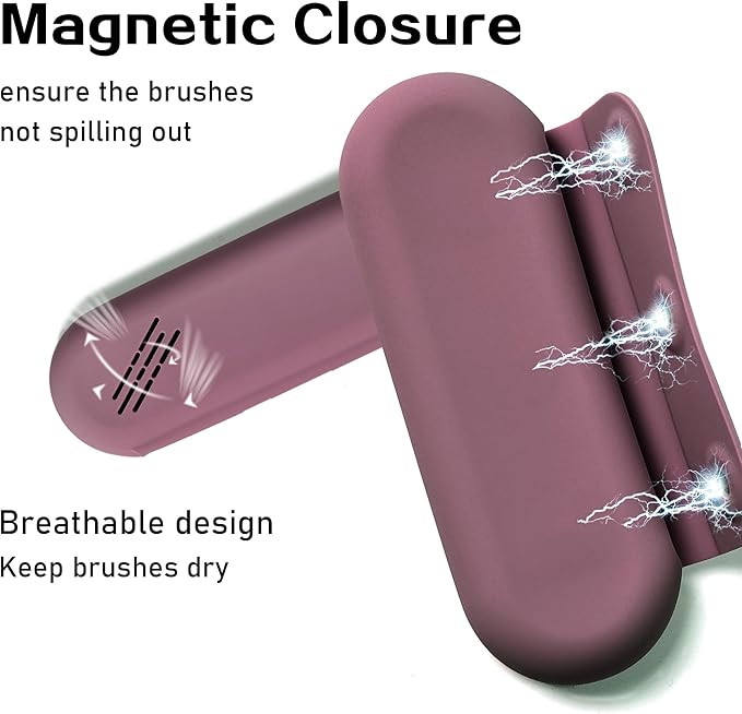 Makeup Brush Holder Magnetic Closure Make Up Brushes Organizer Silicone Makeup Bag Travel Essentials (Grape Purple)