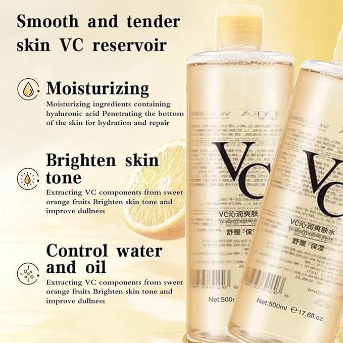 500 Ml Vc Toner Intensive Brightening, Korean Vitamin C Moisturizing Toner, Natural Vc Toners Vitamin C, Minimises Pores and Soothes Dry Skin, for All Skin Types (1PCS)