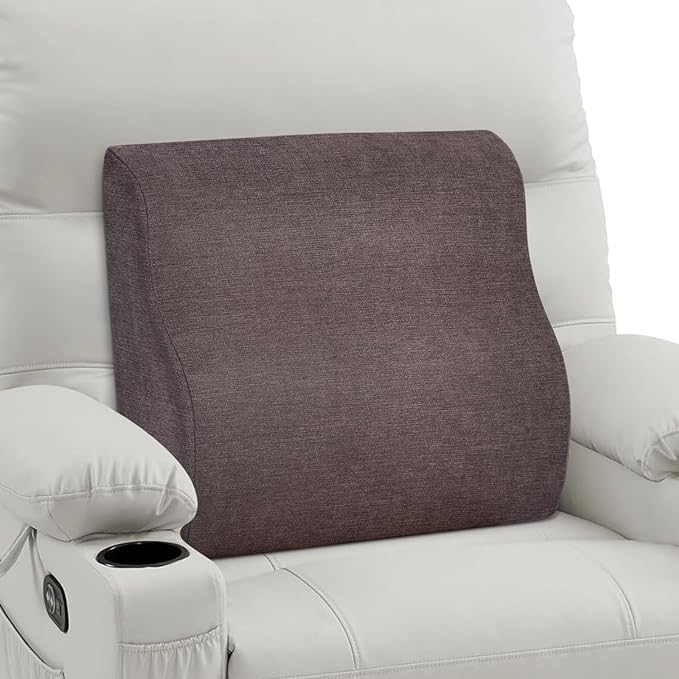 TANYOO Back Support Pillow for Recliner Dual Layer Lumbar Support Pillow with Gel Memory Foam Ergonomic Orthopedic Couch Lumbar Cushions for Elderly Lower Back Pain Relief Washable Cover Brown