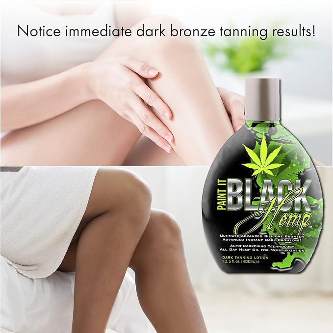 Millennium Tanning Products - Paint It Black Hemp Bronzer & Dark Tanning Lotion Accelerator for Indoor Tanning Beds & Outdoor Sun Tan - 13.5 fl. oz.