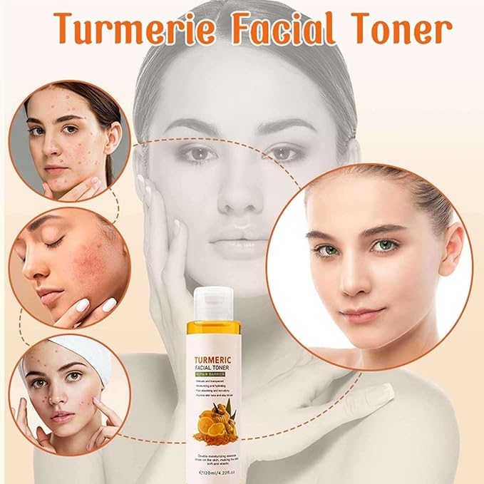 Turmeric Toner,Skin Balancing & Pore-Reducing Toner,Smoothing,Hydrating Toner for Diminished Dullness and Fine Lines,Anti-Aging Tumeric Toner for Face(120ml/4.22f1.0z)