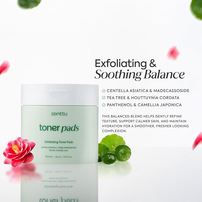 Korean Toner Pads for Pore Refining and Texture Smoothing with LHA and Ferments, Gentle Exfoliating Pads for Face Oil Balance | 60 Count