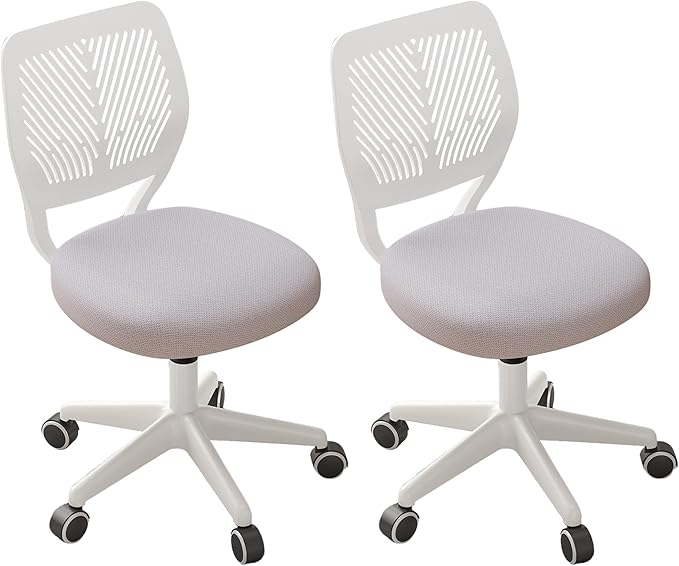 Small Desk Chair with Wheels, Armless Rolling Office Chair with Soft Mesh Padded Cushion, Height Adjustable Ergonomic Study Computer Chair for Girls Boys Teens