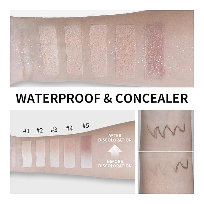 Color-Changing Foundation Stick, Dual Head Cover Cream with SoftBrush, Medium to Full Coverage Dewy Finish,Hydrating Lightweight,Blur Pores Even Skin Tone for All Skin Types, #5 Tan