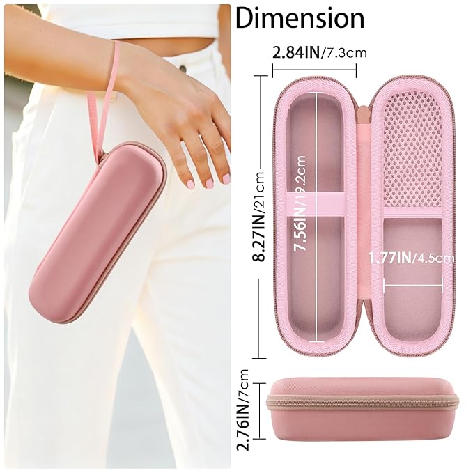 for medicube Booster Pro 6-in-1 Real Glass Glow Beauty Massager Protective Hard Case, Travel Storage Organizer for Women, Shockproof & Water-Resistant EVA Shell, Pink - co2CREA