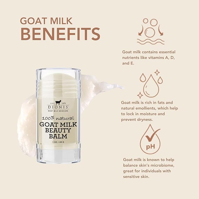 Dionis Goat Milk Skincare Multi-Purpose Hydrating Beauty Balm for Face, Lips, Eyes and Neck with Shea Beauty and Coconut Oil - Cruelty Free, Paraben Free, Non Greasy - 1oz Light Coconut Scent
