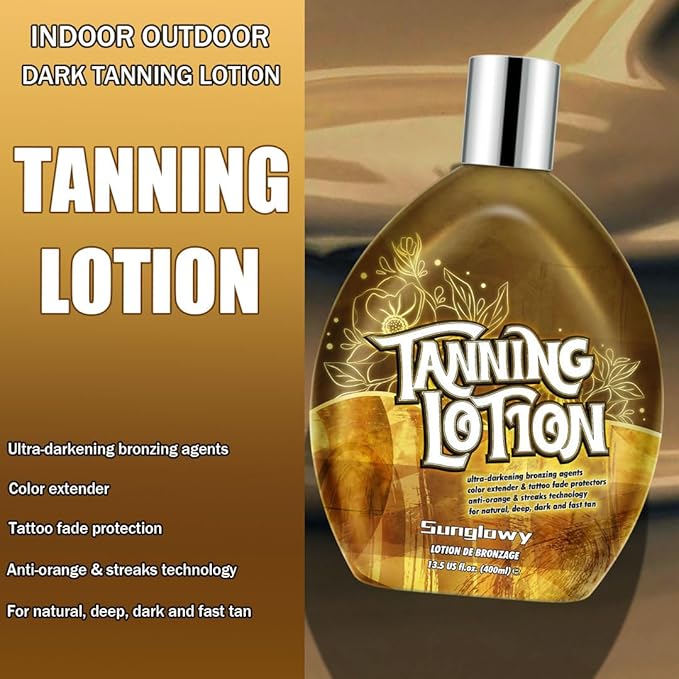 Tanning Bed Lotion With Bronzer And Accelerator, Bronzing Tanning Lotion For Tanning Beds, Sun Tanning Lotion For Outdoor, Mango, Dha-Free, 13.5 Fl.Oz