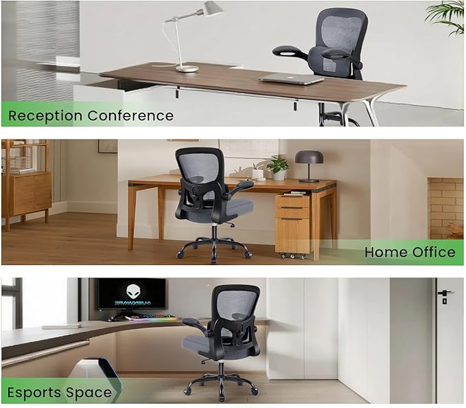 AreShark Office Chair Ergonomic Desk Chairs with Adjustable Lumbar Support, High Back Breathable Mesh Chair with Wheels& Flip-up Armrests,Rolling Swivel Comfy Task Computer Chair for Home Work Gaming
