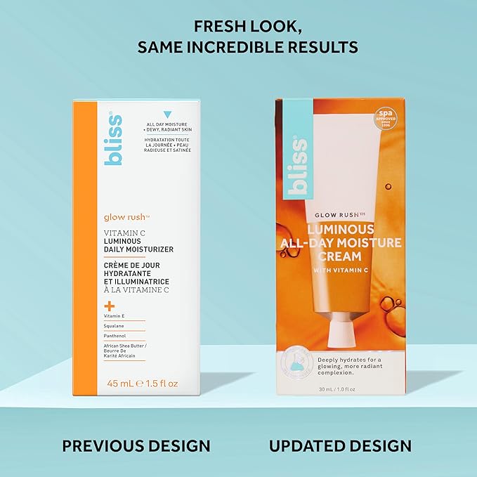 Bliss Glow Rush Vitamin C Luminous Daily Moisturizer | Brightening, Hydrating & Soothing | With Ultra-Stable Vitamin C, Vitamin E, Squalane & Shea Butter
