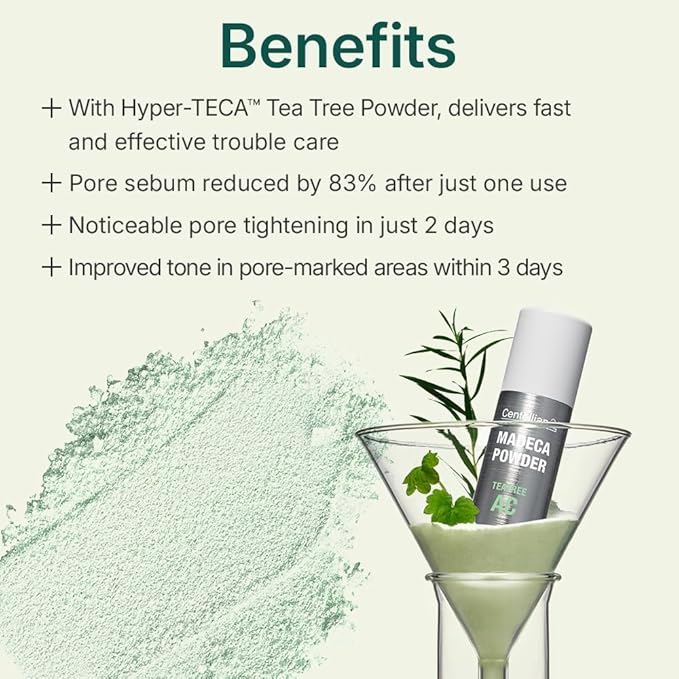CENTELLIAN 24 Madeca Powder Tea Tree AC (Soothing Powder, 0.21 oz x 2) – Oil Control & Pore-Tightening for Acne-Prone Skin, Korean Skincare with Hyper-TECA™ Tea Tree & Allantoin