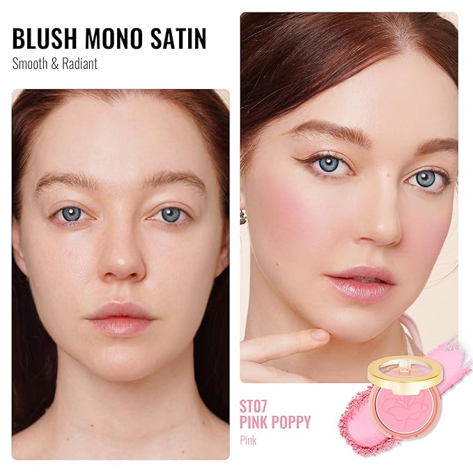 Oulac Pink Blush Powder Matte Finish Blush for Cheeks Highly Pigmented Natural blush Makeup Smooth Texture,Buildable Color&Lightweight Formula, Vegan&Cruelty-Free Face Makeup for All Skin ST07
