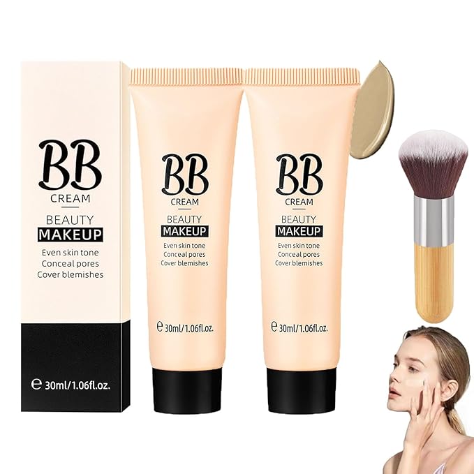 Concealer Hydrating BB Cream, BB Tinted Care Primer With Brush, Color Correcting Creams Beauty Makeup Full-Coverage Foundation & Concealer, Lightweight Fit Face Skin (#270 Wheat, 1.06 oz)