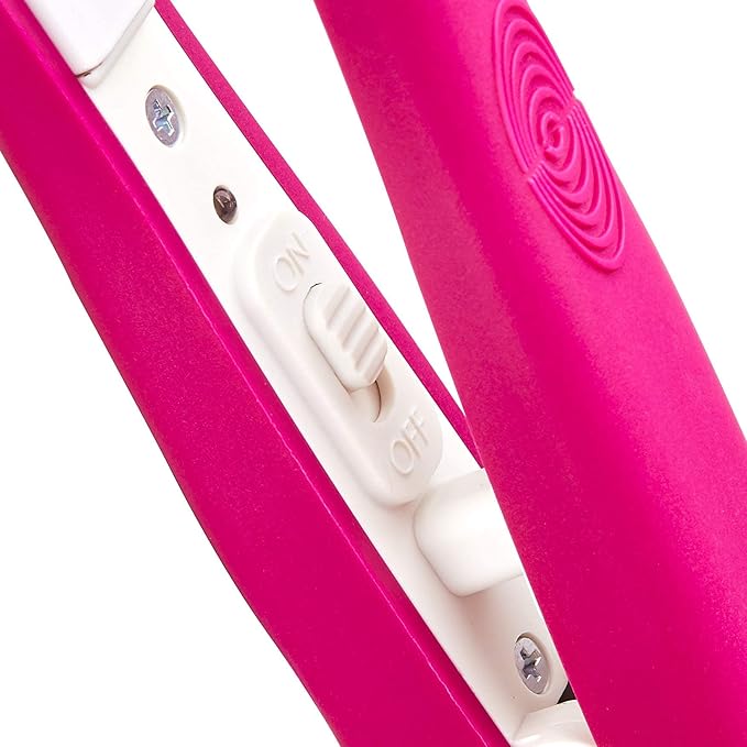 Professional Ceramic Mini Flat Iron 1/2", Anti-Frizz, Fast Heating, Versatile Styling for Curly & Straight Hair, Ideal for Traveling with Travel Pouch (Pink)