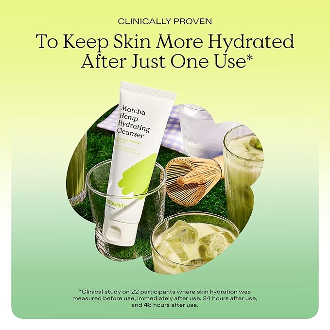 KraveBeauty Matcha Hemp Hydrating Cleanser for Dry or Sensitive Skin, Gentle, Non-Stripping Face Wash with Matcha, Hemp Seed Oil & Glycerin, Fragrance Free, 120ml
