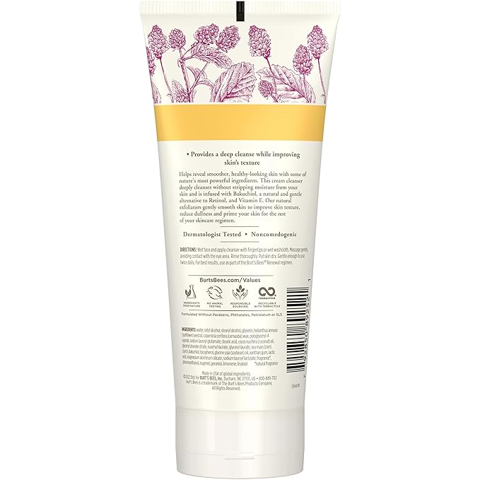 Burt's Bees Renewal Refining Cleanser with Bakuchiol Natural Retinol Alternative,6 Oz (Package May Vary),(Pack of 2)