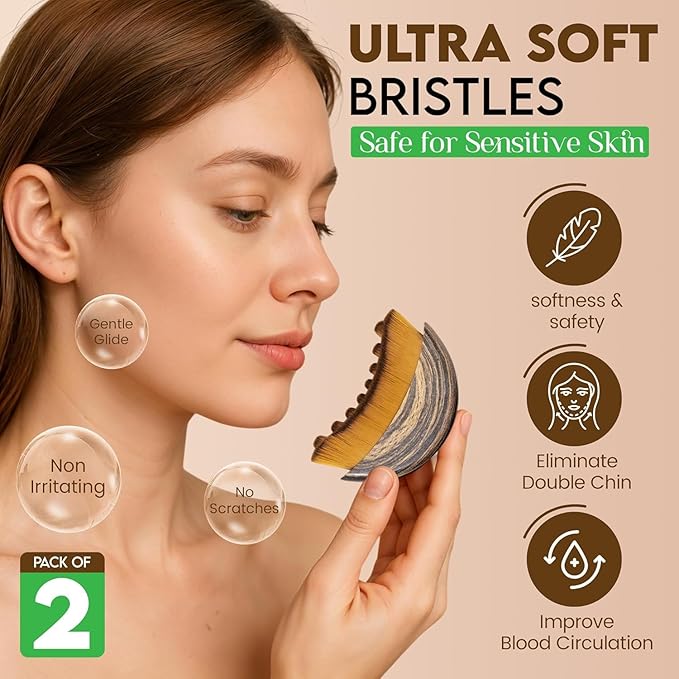 Lymphatic Contour Face Brush,Contour Face Brush for Lymphatic Drainage,Dry Lymphatic Drainage Massager,Ergonomically Designed to Fit The Skin Precisely-2PCS
