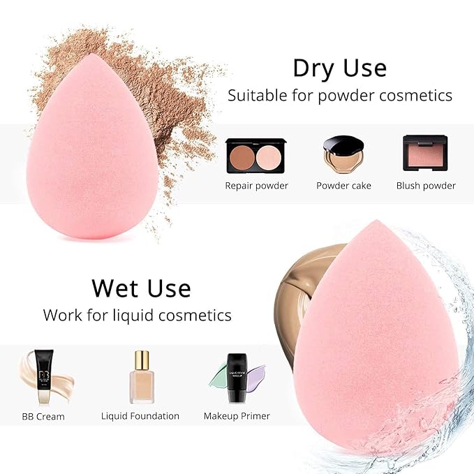 7PCS Makeup Sponges Set, Beauty Sponge Blenders and Storage Bottle for Blending Foundation, Cream and Powder