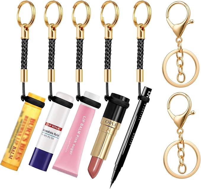 HEYSKAY Lip Balm Holder, Lipgloss Holder Keychain Cap Compatible with Chapstick,Summer Fridays,NIVEA,Stocking Stuffers Gifts
