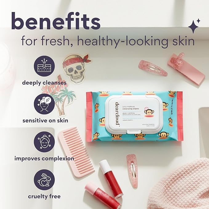 Paul Frank Juicy Makeup Cleansing Wipes - Vitamin C Makeup Remover Towelettes (60 count)