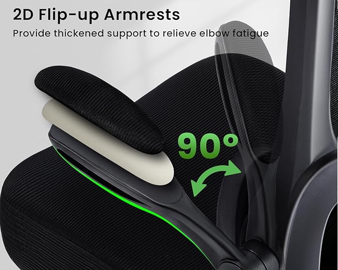 AreShark Office Chair Ergonomic Desk Chairs with Adjustable Lumbar Support, High Back Breathable Mesh Chair with Wheels& Flip-up Armrests,Rolling Swivel Comfy Task Computer Chair for Home Work Gaming
