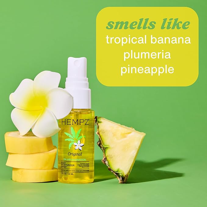 Hempz Hydrating Mist Spray, Original Floral Banana Fragrance, Travel Size Moisturizer, Vacation Essential, 1 fl.oz.