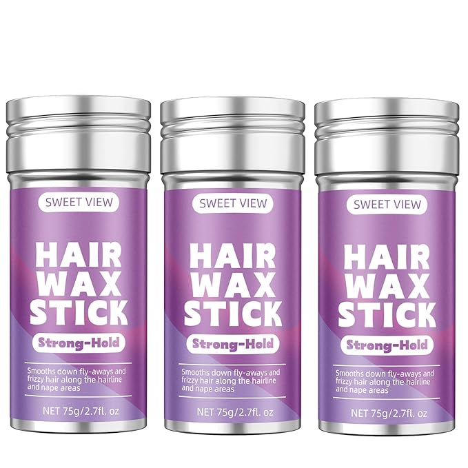 3PCS Hair Wax Stick, Slick Back Hair Pomade/Balm/Gel for Tame Flyaways, Frizz, Sleek Ponytails, Buns, Styling Accessory for Women, Teen Girls