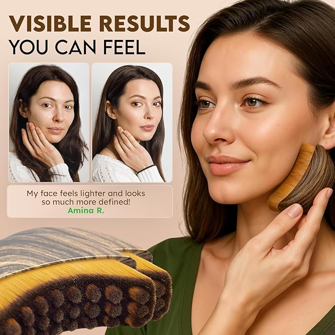Lymphatic Contour Face Brush,Contour Face Brush for Lymphatic Drainage,Dry Lymphatic Drainage Massager,Ergonomically Designed to Fit The Skin Precisely-2PCS