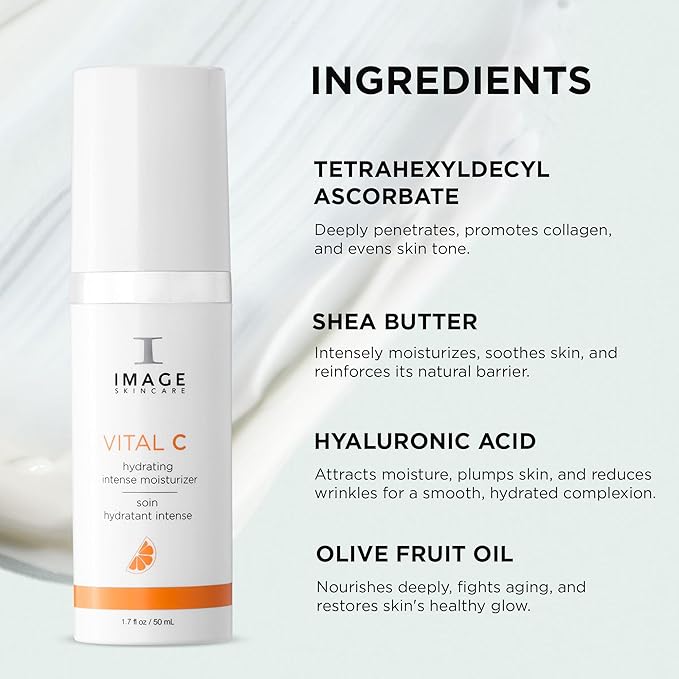 IMAGE Skincare,VITAL C Hydrating Intense Moisturizer,Lightweight Face Lotion with Hyaluronic Acid and Shea Butter,for Dry Skin,1.7 fl oz.,(Pack of 2)