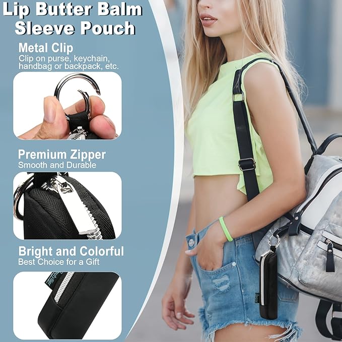 Beautyflier Tinted Lip Butter Balm Keychain Holder Compatible with Summer Fridays 0.5 Oz Lip Balm, Attachment for Summer Fridays, Shine Lip Gloss Portable Holder (Black)