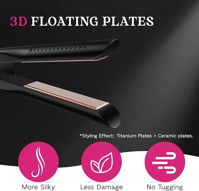 SKIMI Airflow Styler, Titanium Flat Iron Hair Straightener, Professional Curling Iron with Cooling Air Vents to Lock in Style, 5 Temps & Dual Voltage, Auto Off