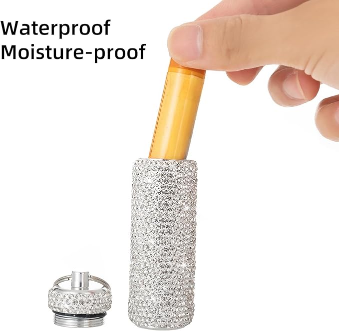 Chapstick Holder Key Chain 2Pcs Lip Balm Gloss Holder Keychain Bling Lipstick Case for Purse Portable Metal Chap Stick Organizer Cute Key Chain Accessories for Women (Sliver)